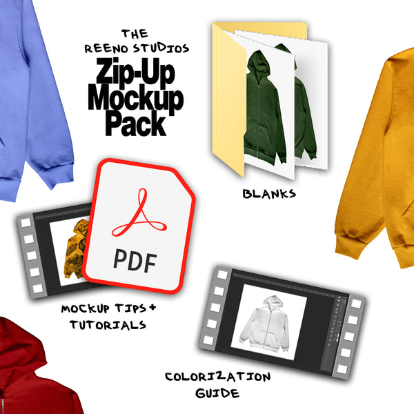 The REENO Studios Zip-Up Hoodie Mockup Pack